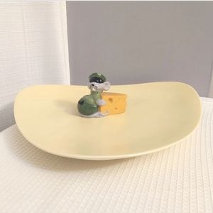 Vtg Mouse Stealing Cheese Serving Dish Irregular Plate Cocktail Entertaining